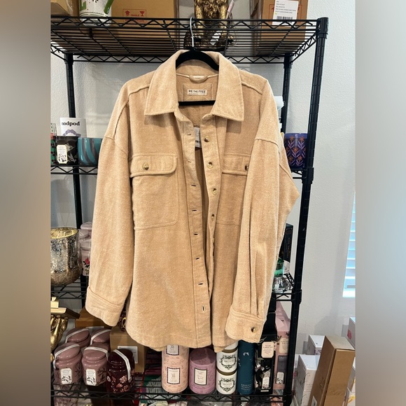 Free People We The Free Peached Twill Shirt Jacket, LARGE NWT - Picture 3 of 5